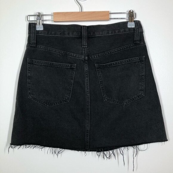 Madewell Rigid Denim A-Line Mini Skirt Lunar Wash Button-Front Edition Size 25 - Picture 10 of 10